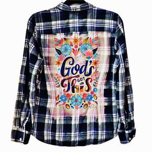God's Got This Custom Upcycled Christian Plaid Flannel, M